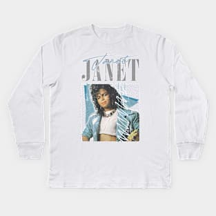 Janet / 80s Aesthetic Retro Fan Design Kids Long Sleeve T-Shirt